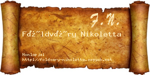 Földváry Nikoletta névjegykártya