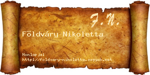 Földváry Nikoletta névjegykártya